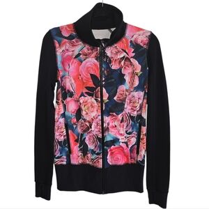 Lululemon Nice Asana Floral Print Zip-Up Jacket Black & Pink Size 6